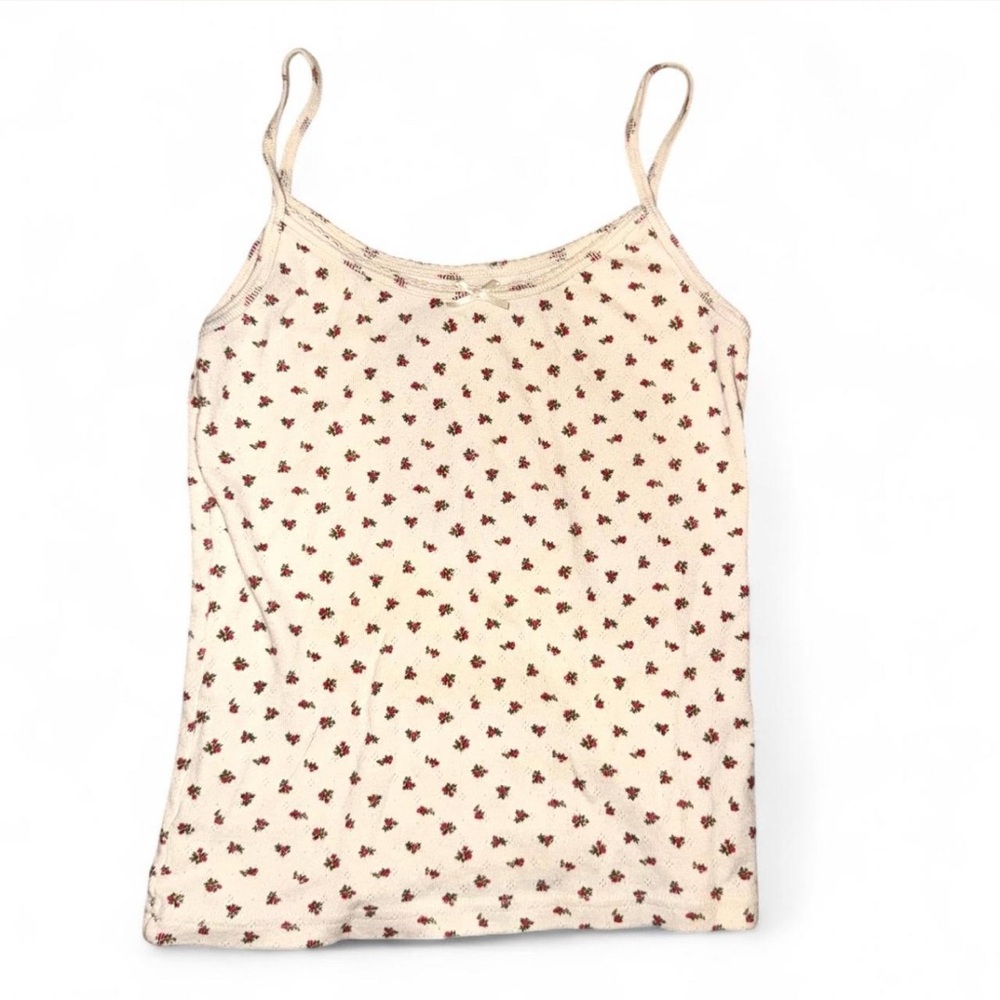 Brandy Melville Cream and Red Floral Camisole